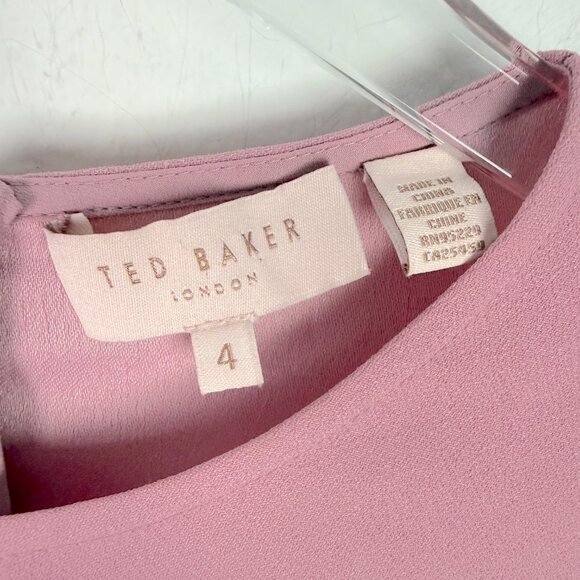 Ted Baker Juula Waterfall Sleeve Crepe Top In Dusky Pink Ted Size 4 US Size 10 - Picture 7 of 15